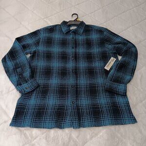mens long sleeve textured plaid cotton shirt